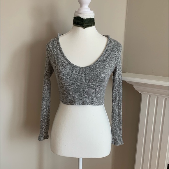 FASHION NOVA Salt and Pepper Cropped Hoodie Sweater, Size S - Picture 2 of 3